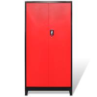 vidaXL Werkzeugschrank mit 2 Türen Stahl 90x40x180 cm Schwarz/Rot Mehrfarbig