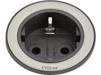 EVOline 159280001100 Inbouwstekkerdoos 1-voudig RVS, Zwart 1 stuk(s)