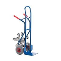 Stahlrohr-Treppenkarre, mit fünfarmigen Vollgummi- Radsternen und Luftbereifung, Schaufelbreite 300mm - Rollcart