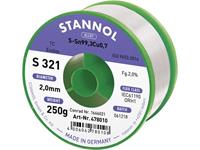 Stannol S321 2,0% 2,0MM SN99,3CU0,7 CD 250G Soldeertin, loodvrij Loodvrij, Spoel Sn99,3Cu0,7 ORH1 250 g 2 mm