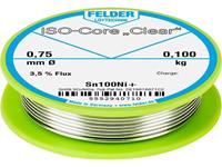 Felder Löttechnik Felder LÃ¶ttechnik ISO-Core Clear Sn100Ni+ Soldeertin Spoel Sn99.25Cu0.7Ni0.05 0.100 kg 0.75 mm