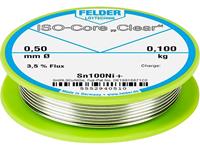 Felder Löttechnik ISO-Core  Clear  Sn100Ni+ Lötzinn Spule Sn99.25Cu0.7Ni0.05 0.100kg 0.50mm