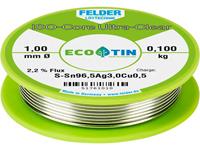 Felder Löttechnik ISO-Core Ultra Clear SAC305 Soldeertin Spoel Sn96,5Ag3Cu0,5 0.100 kg 1 mm