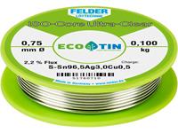 Felder Löttechnik ISO-Core Ultra Clear SAC305 Soldeertin Spoel Sn96,5Ag3Cu0,5 0.100 kg 0.75 mm