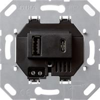 Gira - USB-Spannungsversorgung 2f up 3000mA sw 5V 50Hz 236900 - schwarz