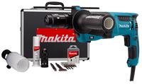 Makita HR2631FTX4 230V Combihamer met verwisselbare Boorkop met Stofafzuigset met 5 Delige Boor- en Beitelset
