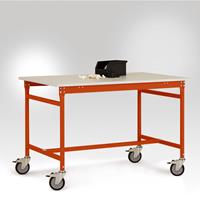 Manuflex LB4086.2001 ESD ESD-bijzettafel basismobiel met kunststof tafelblad in roodoranje RAL 2001, bxdxh: 2000 x 800 x 856 mm Rood-oranje (RAL 2001)
