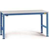 Manuflex LU4063.5007 ESD ESD-werktafel universele standaard achtergrond tafel met rubber schijf, bxdxh = 1500 x 1000 x 760-870 mm Stralend blauw (RAL 5007)