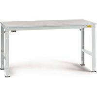 Manuflex LU4143.7035 ESD ESD-werktafel universele standaard achtergrond tafel met rubber schijf, bxdxh = 2500 x 800 x 760-870 mm Grijs-wit (RAL 7035)