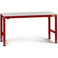 Manuflex LU4093.3003 ESD ESD-werktafel universele standaard achtergrond tafel met rubber schijf, bxdxh = 1750 x 1000 x 760-870 mm Robijn-rood