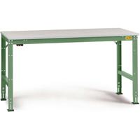 Manuflex LU4073.6011 ESD ESD-werktafel universele standaard achtergrond tafel met rubber schijf, bxdxh = 1500 x 1200 x 760-870 mm Reseda groen (RAL 9010)