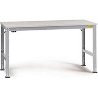 Manuflex LU4146.9006 ESD ESD-werktafel universele standaard achtergrond tafel met kunststof plaat, bxdxh = 2500 x 800 x 766-876 mm Aluminium-zilver