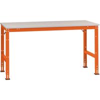 Manuflex AU4034.2001 Werk achtergrond tafel universele standaard met staalbeslag schijf, bxdxh = 1250 x 800 x 760-870 mm Rood-oranje (RAL 2001)