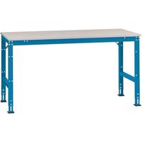 Manuflex AU4074.5007 Werk achtergrond tafel universele standaard met staalbeslag schijf, bxdxh = 1500 x 1200 x 760-870 mm Stralend blauw (RAL 5007)