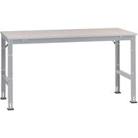 Manuflex AU4014.9006 Werk achtergrond tafel universele standaard met staalbeslag schijf, bxdxh = 1000 x 800 x 760-870 mm Aluminium-zilver