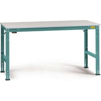 Manuflex LU4166.5021 ESD ESD-werktafel universele standaard achtergrond tafel met kunststof plaat, bxdxh = 2500 x 1200 x 766-876 mm Waterblauw