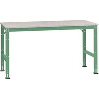 Manuflex AU4001.6011 Werk achtergrond tafel universele standaard met melamine schijf, bxdxh = 1000 x 600 x 760-870 mm Reseda groen (RAL 9010)