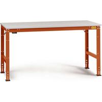 Manuflex LU4153.2001 ESD ESD-werktafel universele standaard achtergrond tafel met rubber schijf, bxdxh = 2500 x 1000 x 760-870 mm Rood-oranje (RAL 2001)