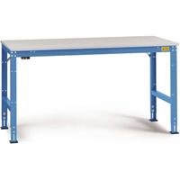 Manuflex LU4033.5012 ESD ESD-werktafel universele standaard achtergrond tafel met rubber schijf, bxdxh = 1250 x 800 x 760-870 mm Lichtblauw (RAL 5012)