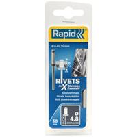 Rapid RVS Blindklinknagels Ø 4.8x10mm + boor in blister (50 stuks)