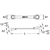 Kstools GEARplus Doppel-Ratschenringschlüssel umschaltbar 12x13mm