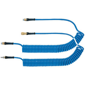 LÜDECKE - PU-Spiralschlauch, blau, mit Edelstahl-Kupplung, 8 x 12mm x 6m