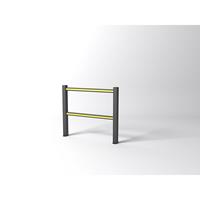 FLEX IMPACT railing, zwarte palen - zwart/gele schoren, breedte 1250 mm