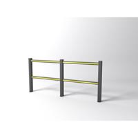 FLEX IMPACT railing, zwarte palen - zwart/gele schoren, breedte 2500 mm