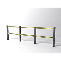 FLEX IMPACT railing, zwarte palen - zwart/gele schoren, breedte 3750 mm