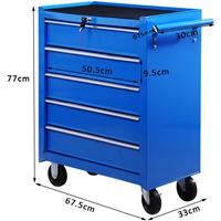 homcom Werkstattwagen fahrbar, abschließbar mit 5 Schubladen, blau