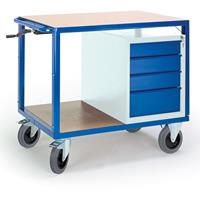 rollcart Höhenverstellbarer Tischwagen mit Schubladenschrank - 