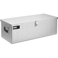 msw Aluminiumbox abschließbar 76,5 x 33,5 x 24 cm Metallbox mit Deckel 48 L Werkzeugkasten Metall Riffelblech