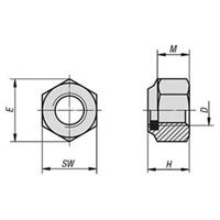 Kipp SECHSKANTMUTTER MIT KLEMMSTÜCK HOHE FORM DIN982 M20, SW=30, STAHL 8 GALVANISCH VERZINKT, KOMP:POLYAMID