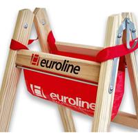 euroline Holz Stufenstehleiter mit Comfort-Stufen mit Werkzeugablage 2x5 Stufen