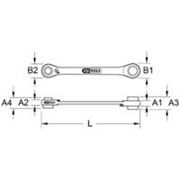 Kstools 4 in 1 GEARplus umschaltbar Doppel-Ratschenringschlüssel, 21x22x24x27mm