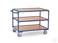 fetra Tischwagen mit Holzwerkstoffplatten 3 Etagen mit rechteckige Ladeflächen 1000x700 mm - 