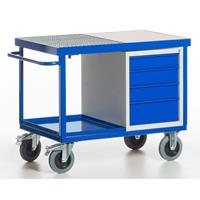ROLLCART Umwelt-Werkstattwagen mit Schubladenschrank, Tischwanne und Auffangwanne - 