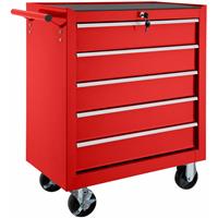 tectake - Gereedschapswagen met 5 lades - rood - 402796