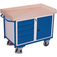 VARIOfit SW-600.613 Tafel en kabinetwagen Staal Poedercoating Laadvermogen (max.): 400 kg Gentiaan-blauw (RAL 5010)
