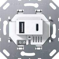 GIRA USB wandcontactdoos 2-voudig USB-A en USB-C 5V wit