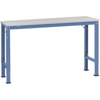 Manuflex AU7044.5007 Werk achtergrond tafel universele speciale met stalen beslag schijf, bxdxh = 1500 x 600 x 722-1022 mm Stralend blauw (RAL 5007)