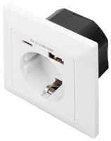 DA-70615 DIGITUS Safety Plug for Flush Mounting with 1 x USB Type-C, 1 x USB A