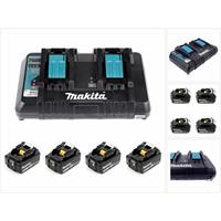 Makita Power Source Kit Li 18V mit 4x BL1850B Akku 5,0Ah + DC18RD Doppelladegerät ( 199483-0 )