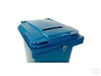 CERTEO Kunststoff-Mülltonne, mit Papierschlitz, abschließbar, blau Großmüllbehälter aus