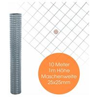 ESTEXO Volierendraht Maschendraht Zaun Schweißgitter Drahtgitter 4-Eck verzinkt Draht 10 Meter / 25 x 25 mm