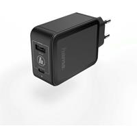 Hama Oplader USB-C Power Delivery (PD)/Qualcomm + USB-A 42 Watt Zwart