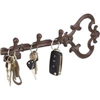 RELAXDAYS Schlüsselbrett, 3 Haken, dekorative Schlüsselform, Vintage, antik, Gusseisen, HBT 12,5 x 33 x 4,5 cm, braun