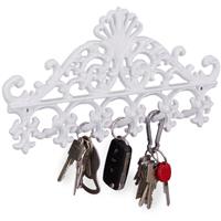 RELAXDAYS Garderobenleiste Gusseisen, 5 Haken, antike Hakenleiste, für Schlüssel, nostalgisch, 17 x 35 x 3,5 cm, weiß