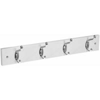 5Five Kapstok rek voor wand/muur - wit - 4 ophanghaken/knoppen DF/ijzer - 42 x 9 cm - Kapstokhaken