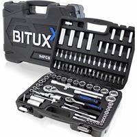 BITUXX Werkzeugkoffer 94tlg. Knarrenkasten Ratschenkasten Nusskasten Bitsatz